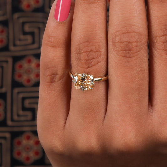 2.50 CT Yellow Radiant Diamond East West Set Solitaire Engagement Ring