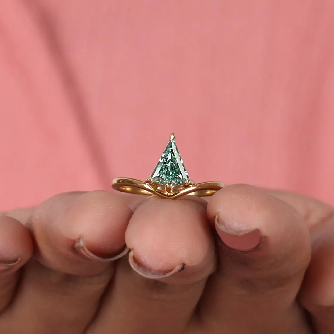 2 CT Green Kite Cut Lab Grown Diamond Solitaire Engagement Ring