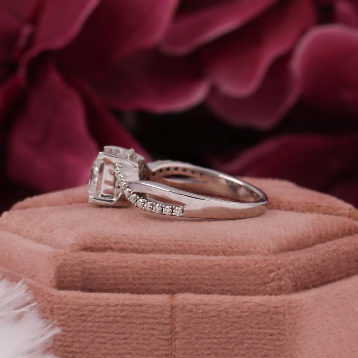 2.00 CT Princess Cut Lab Diamond Twisted Pave Engagement Ring