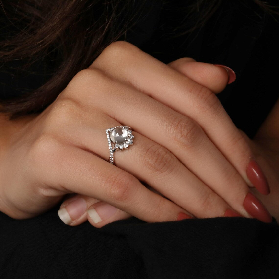 2.00 CT Round Cabochon Lab Diamond Halo Engagement Ring