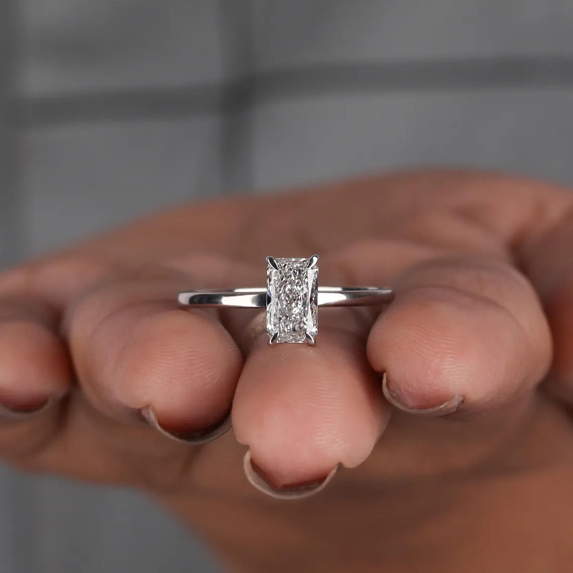 1.20 CT Radiant Cut Lab Grown Diamond Solitaire Engagement Ring