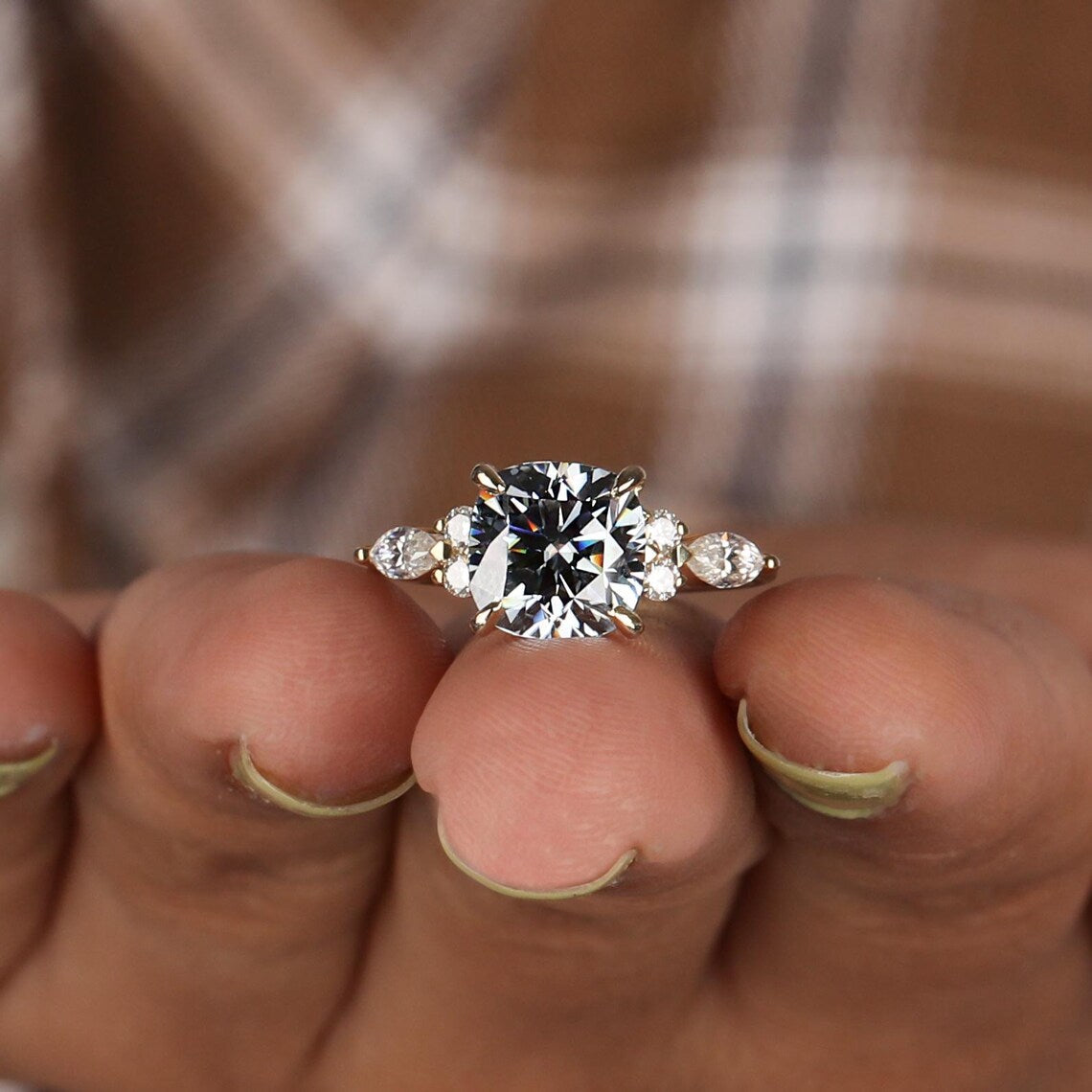2.00 CT Cushion Cut Lab Grown Diamond Engagement Ring