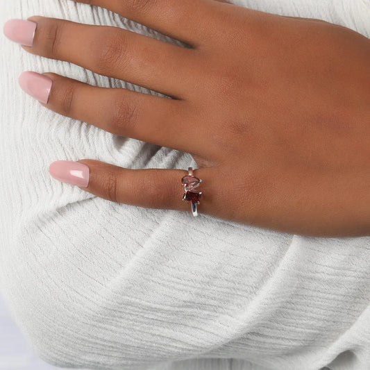 1.40 TCW Radiant & Pear Cut Lab Diamond Toi Et Moi Engagement Ring