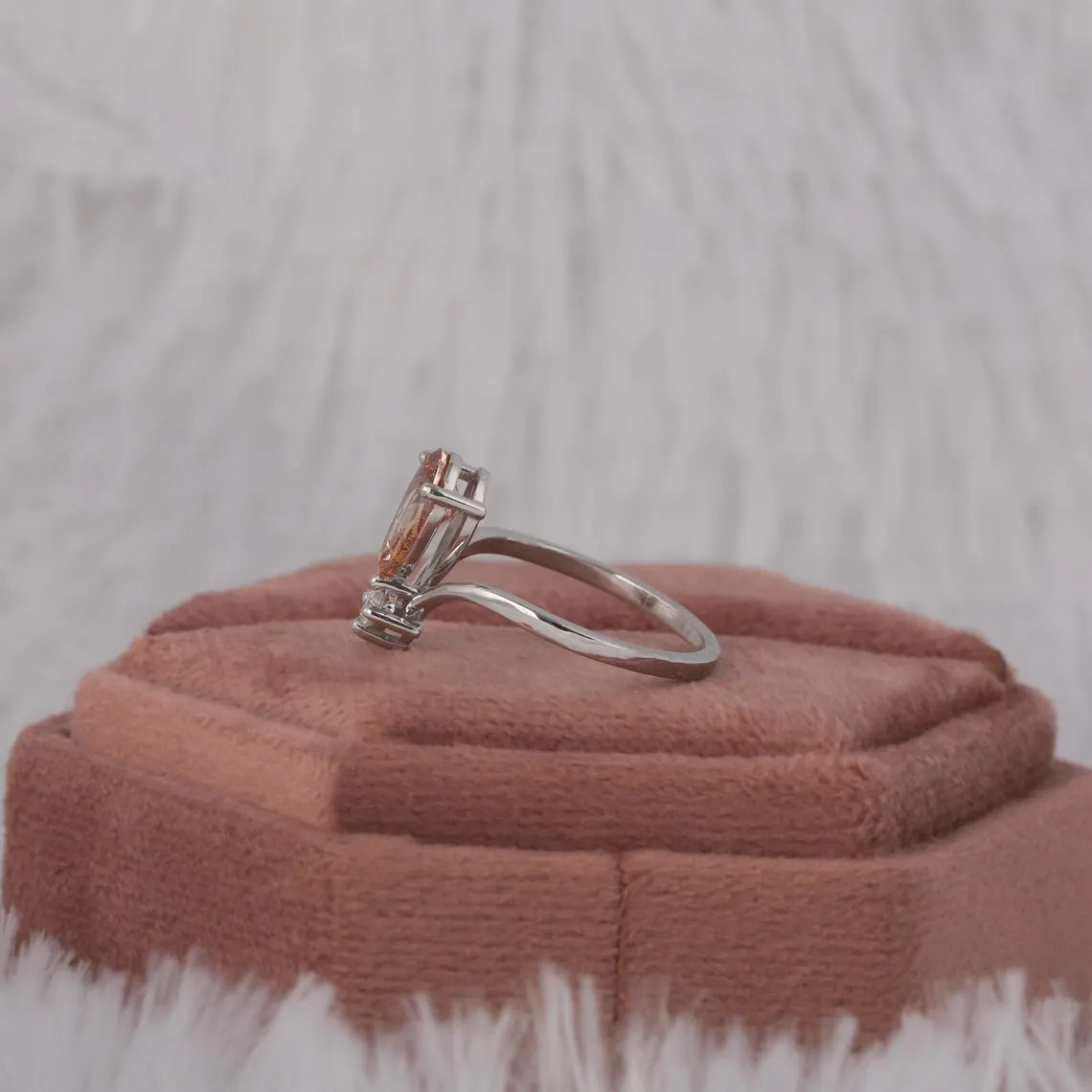 1.50 CT Pink Color Pear Cut Lab Grown Diamond Solitaire Engagement Ring