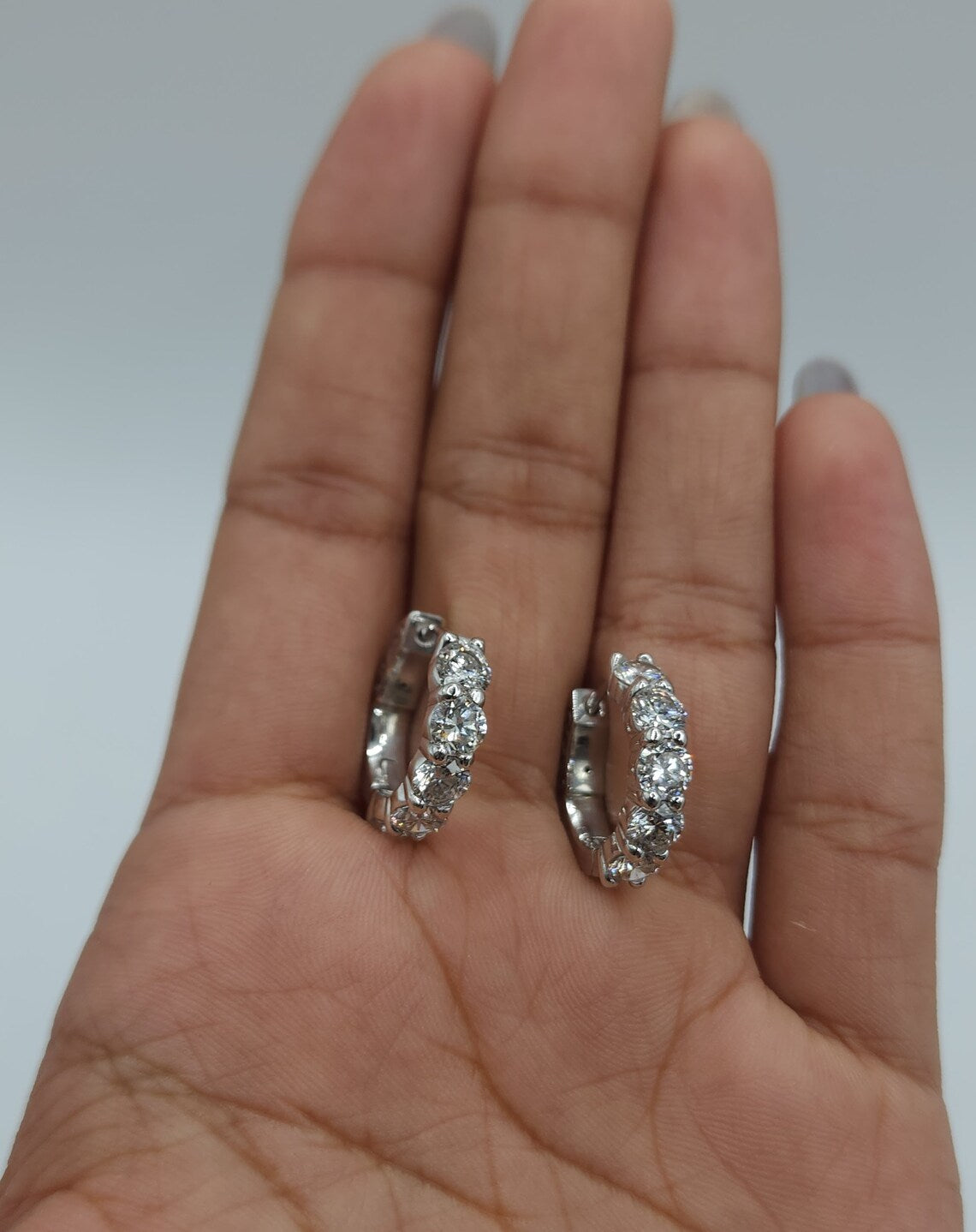14Kt Gold 3 Prong Martini 2.50Ct Lab Grown Diamond Stud Earrings