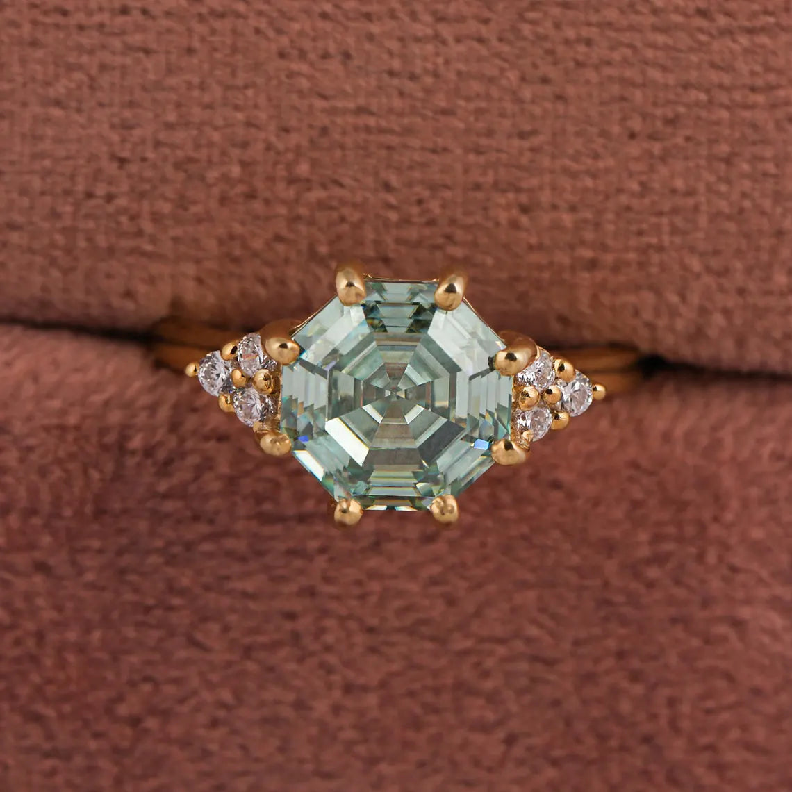 2.00 CT Vintage Hexagon Cut Lab Grown Diamond Engagement Ring