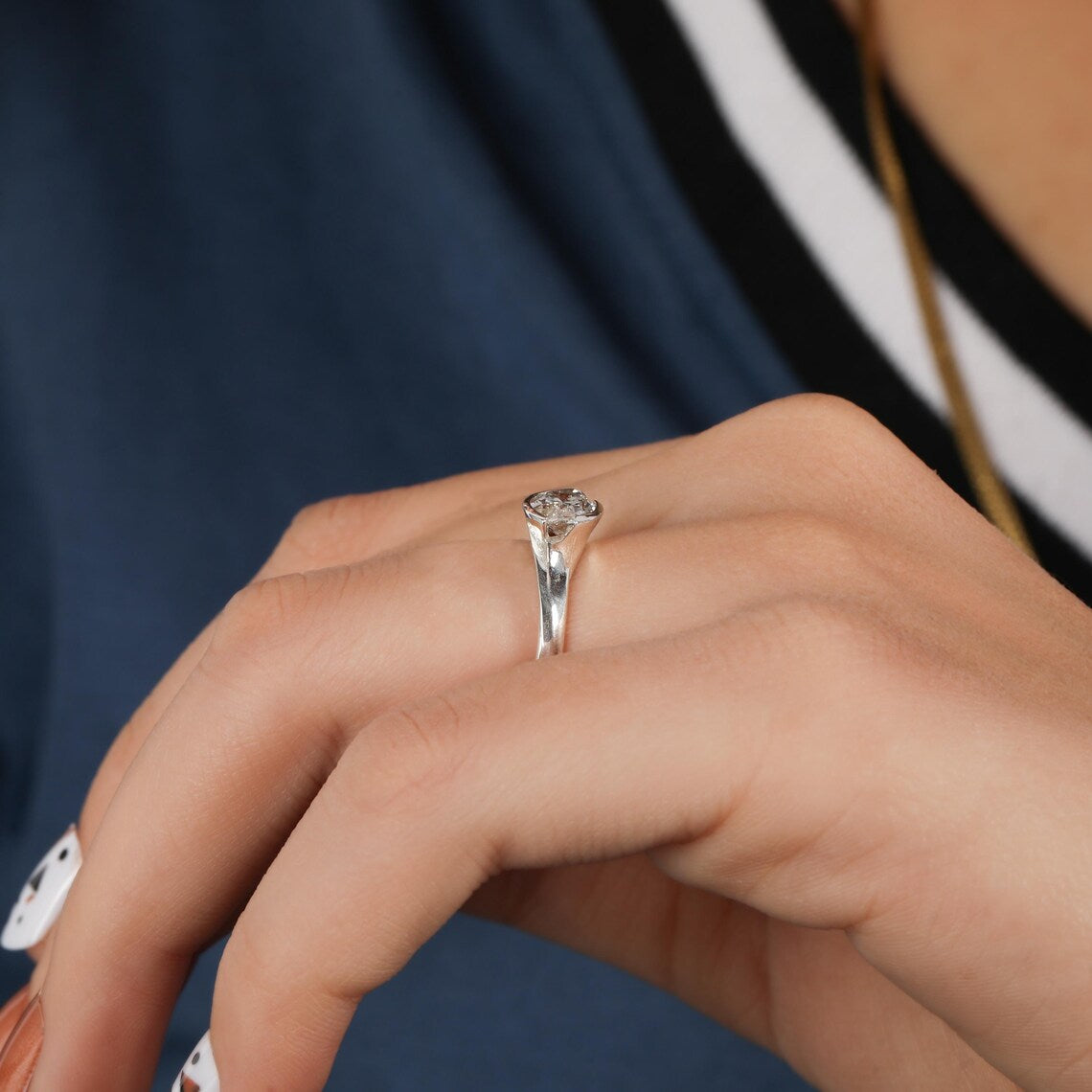 0.50 CT Marquise Cut Lab Grown Diamond East West Engagement Ring