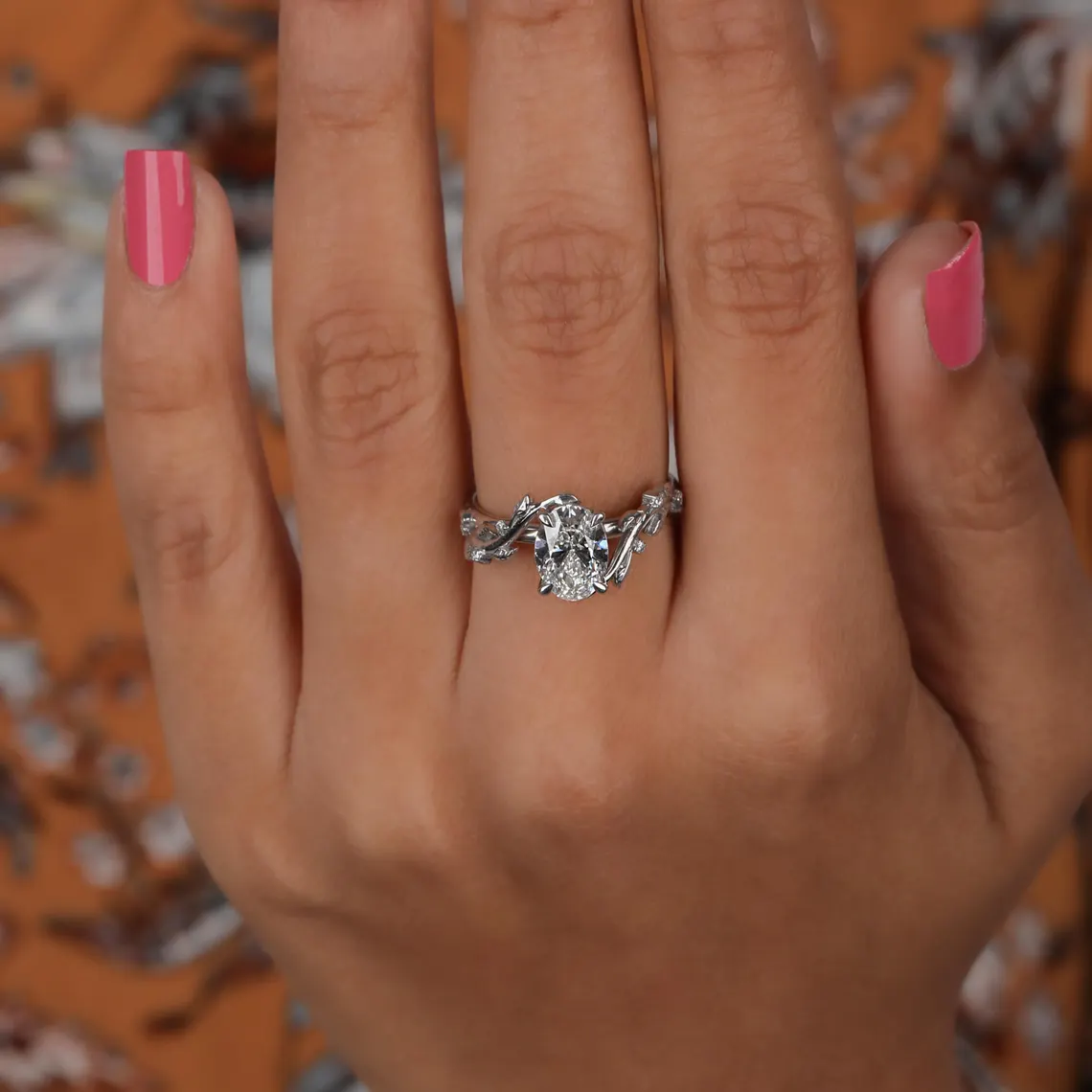 2.00 CT Vintage Oval Cut Lab Grown Diamond Engagement Ring