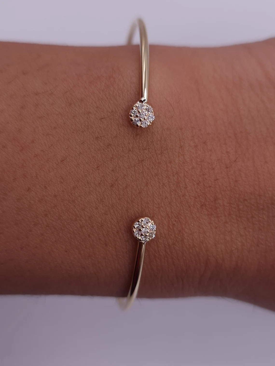 14K Gold Diamond Bangle