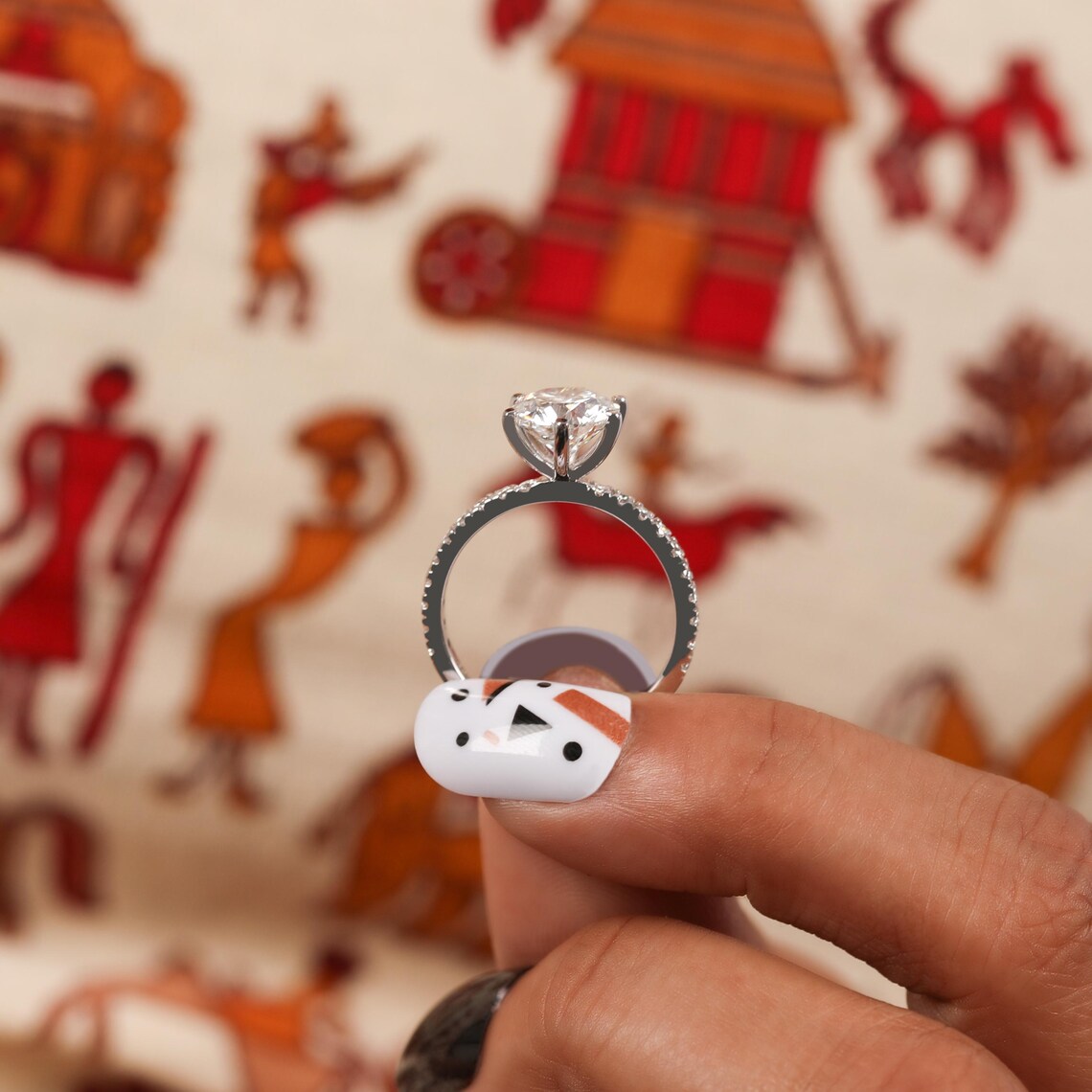 1.00 CT Round Lab Grown Diamond Solitaire Engagement Pave Ring