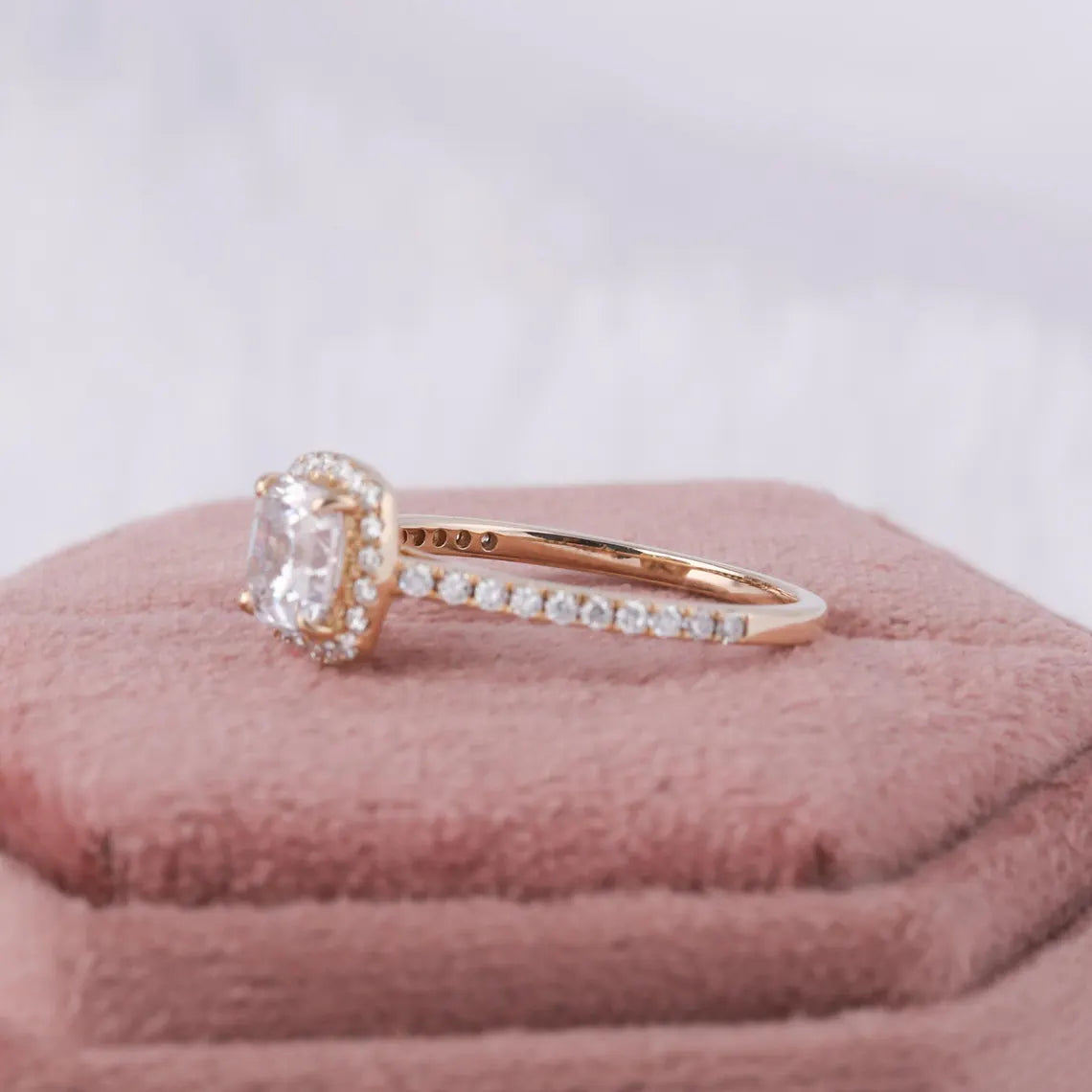 1.50 CT IGI Certified Asscher Cut Lab Diamond Pave Engagement Ring