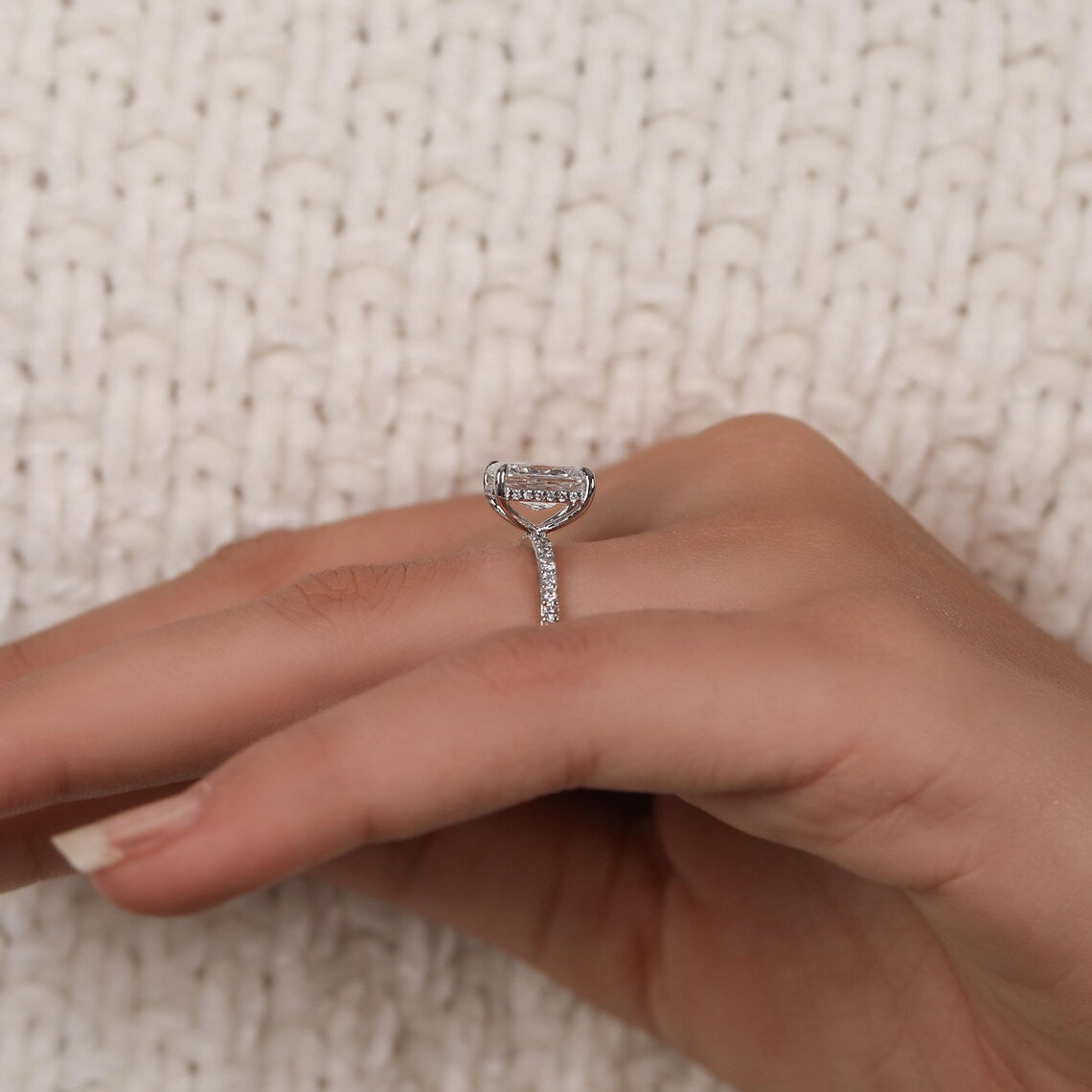 2.50 CT Radiant Lab Diamond Hidden Halo Engagement Ring