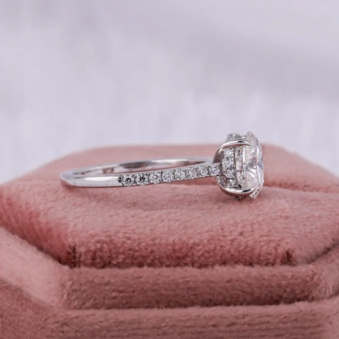 5.00 CT Oval Lab Grown Diamond Hidden Halo Engagement Ring