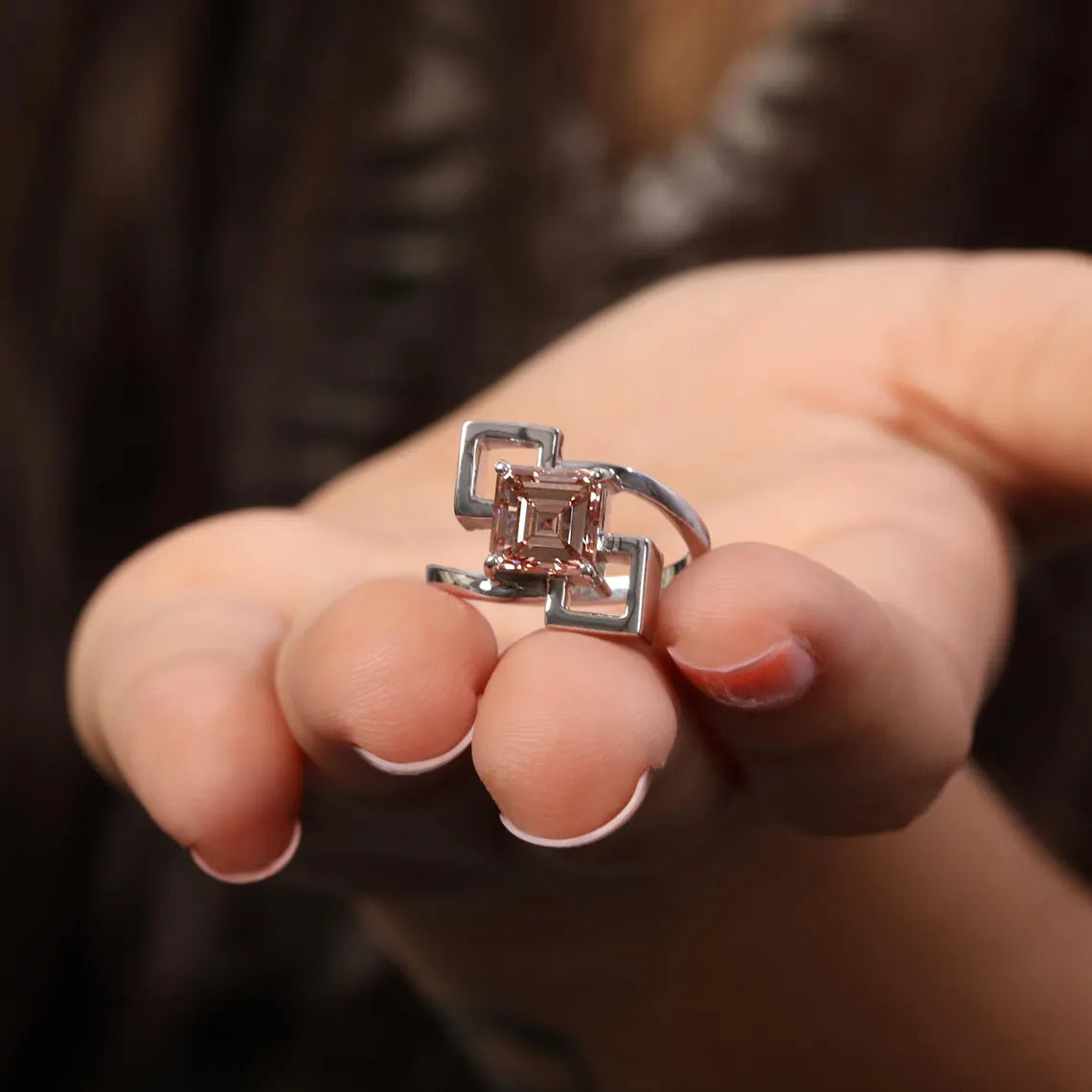 2.00 CT Bezel Set Asscher Cut Lab Grown Diamond Engagement Ring