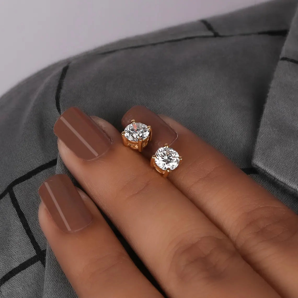 Round Cut Lab Grown Diamond Solitaire Stud Earrings