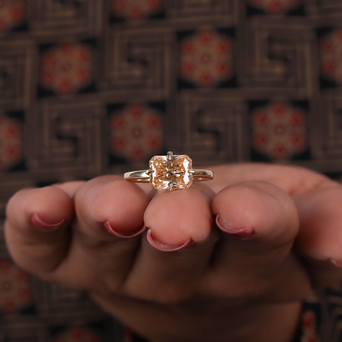 2.50 CT Yellow Radiant Diamond East West Set Solitaire Engagement Ring
