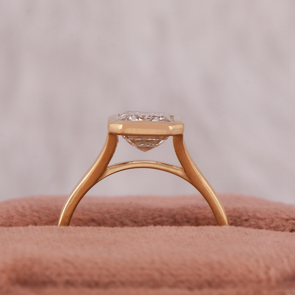 3.00 CT Emerald Lab Grown Diamond Bezel Set Solitaire Engagement Ring