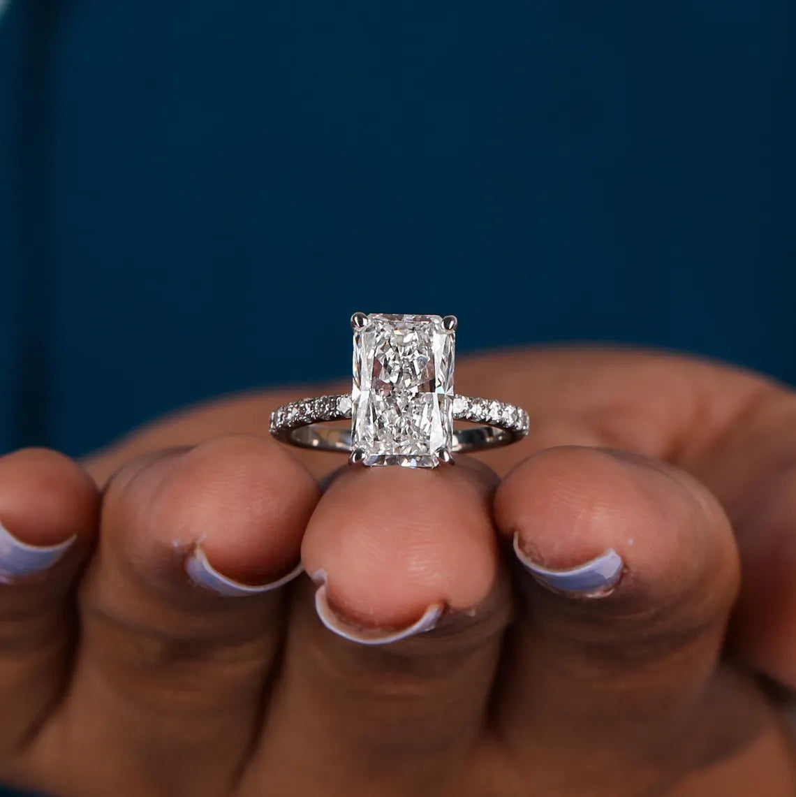4.50 CT Radiant Lab Diamond Hidden Halo Engagement Ring