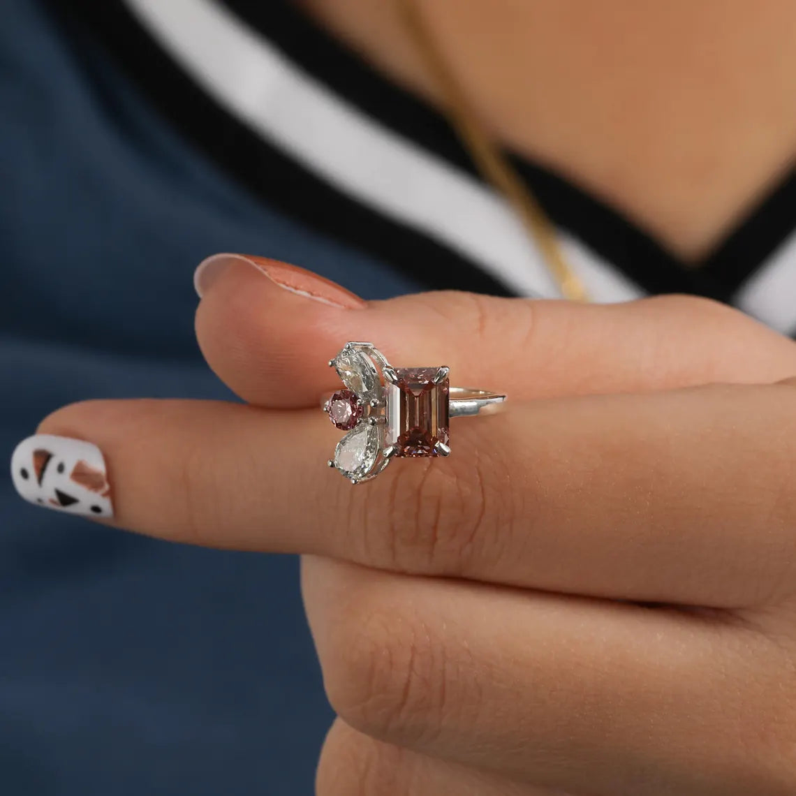 2.00 TCW Emerald Cut Lab Grown Diamond Cluster Engagement Ring