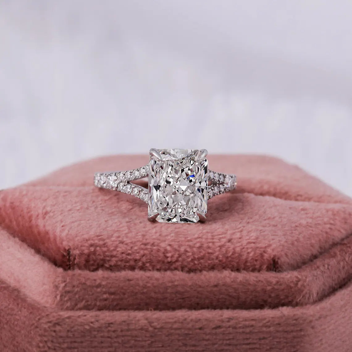 3.50 CT Radiant Split Shank Lab Grown Diamond Engagement Ring