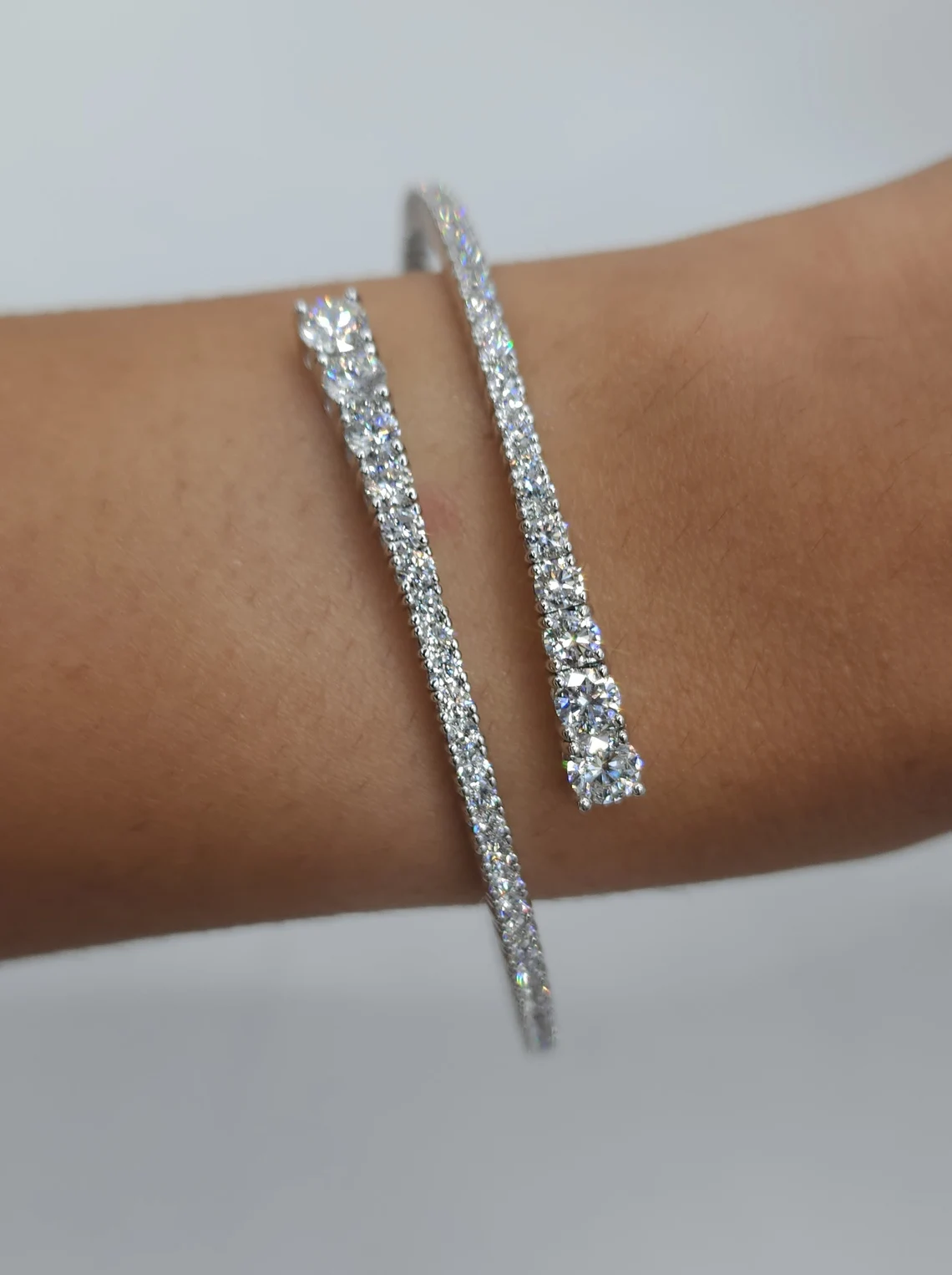 3 Ct Diamond Bangle, 14K Gold Lab Grown Diamond Bracelet
