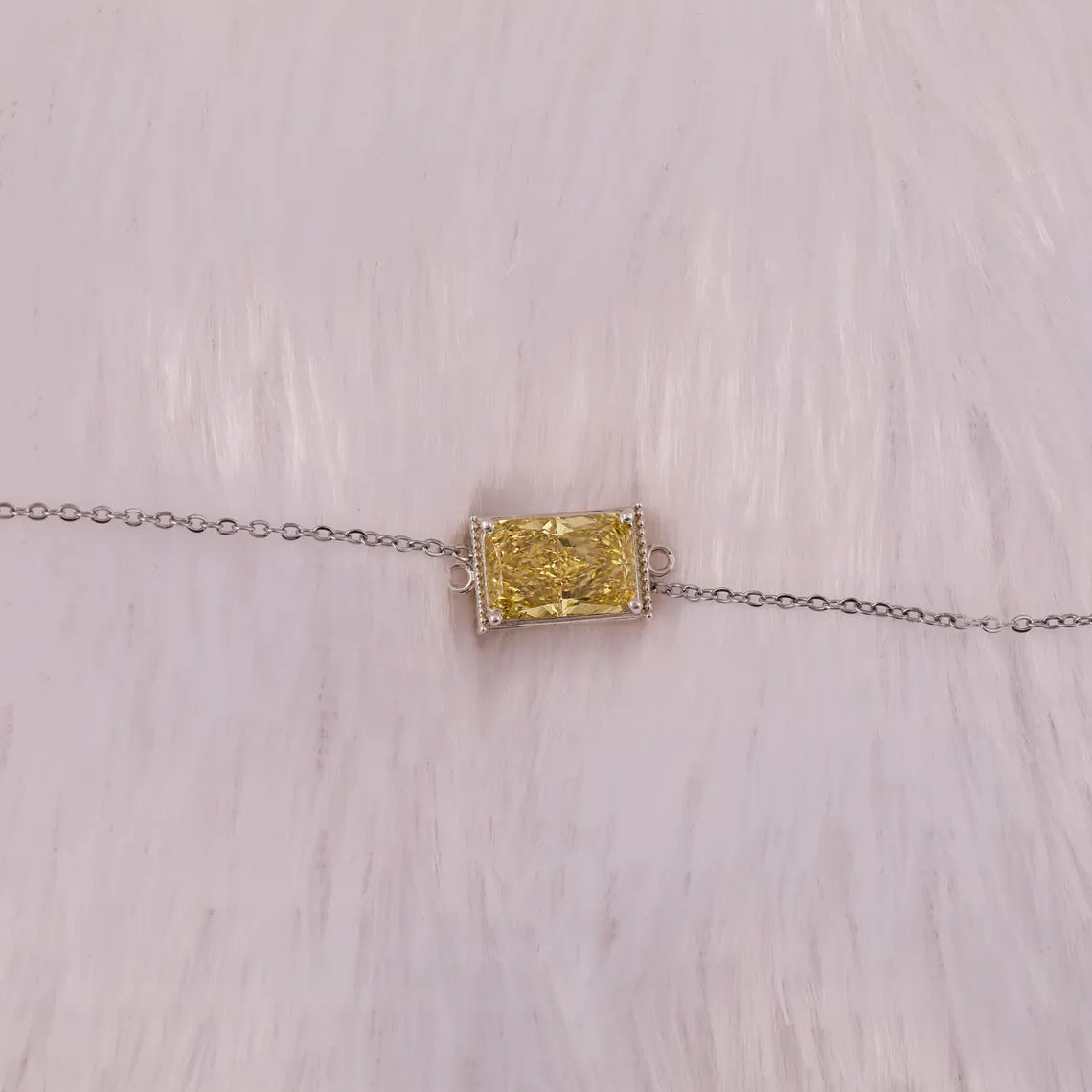 3.50 CT Yellow Radiant Cut Lab Grown Diamond Solitaire Bracelet