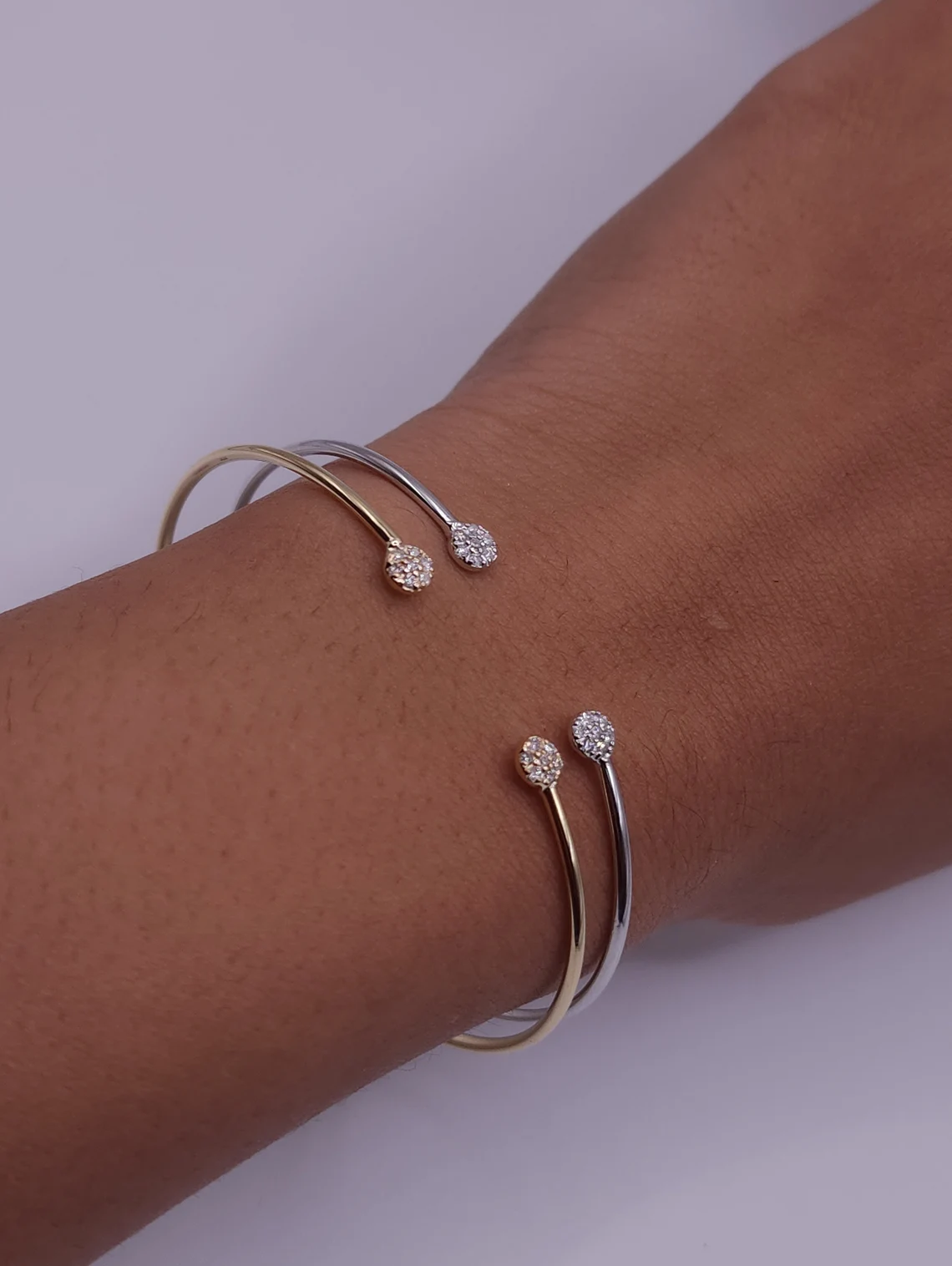 14K Gold Diamond Bangle