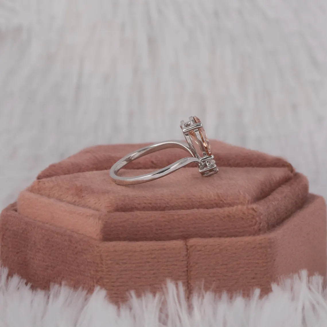 1.50 CT Pink Color Pear Cut Lab Grown Diamond Solitaire Engagement Ring