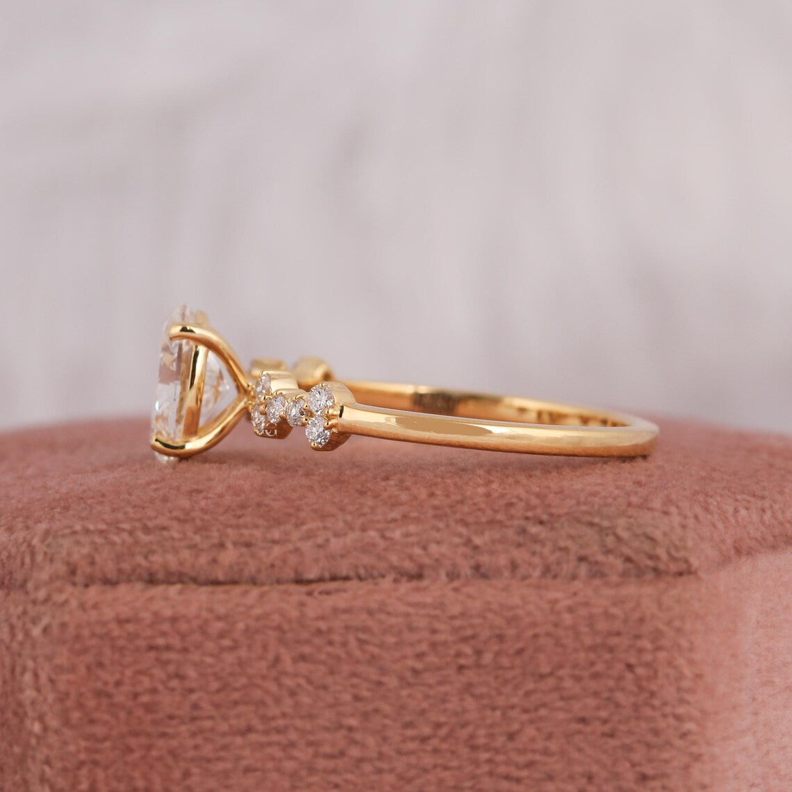 2.00 CT oval cluster style lab grown diamond engagement ring