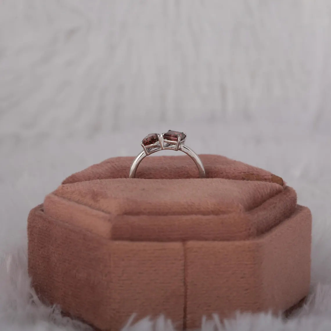 1.40 TCW Radiant & Pear Cut Lab Diamond Toi Et Moi Engagement Ring