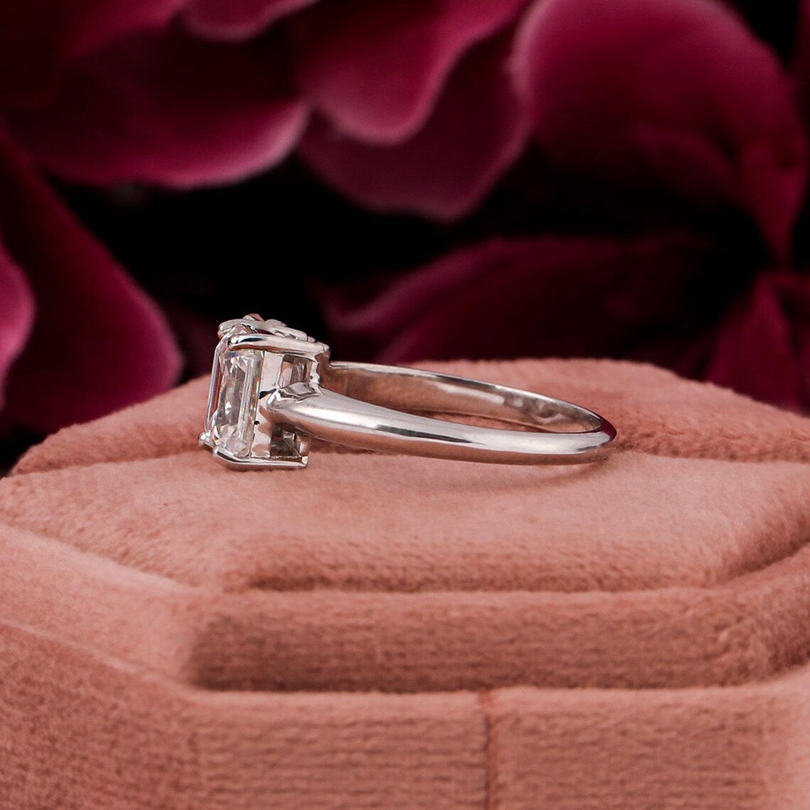 4.50 TCW Asscher & Emerald Cut Lab Diamond Two Stone Engagement Ring