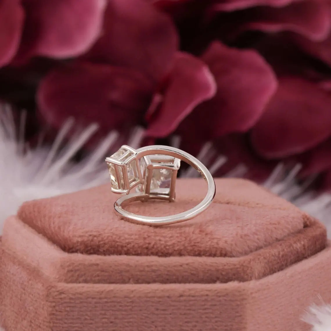 4.20 TCW Radiant Cut Lab Grown Diamond Toi Et Moi Engagement Ring