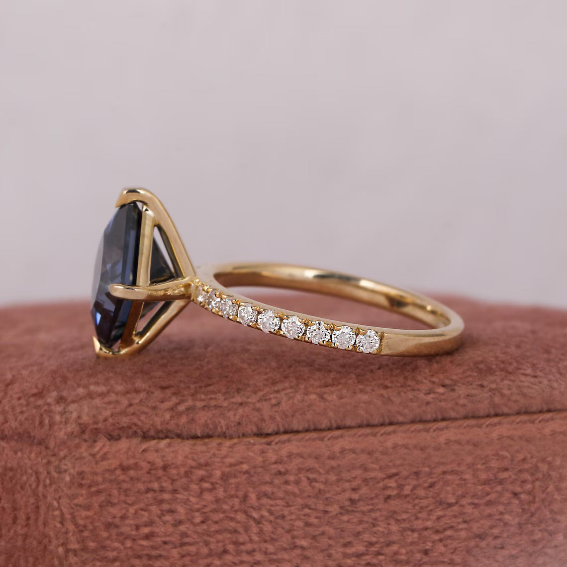 2.00 CT Princess Cut Blue Lab Grown Diamond Engagement Ring