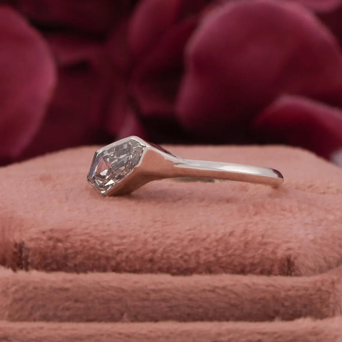 1.50 CT Coffin Cut Lab Grown Diamond Engagement Ring