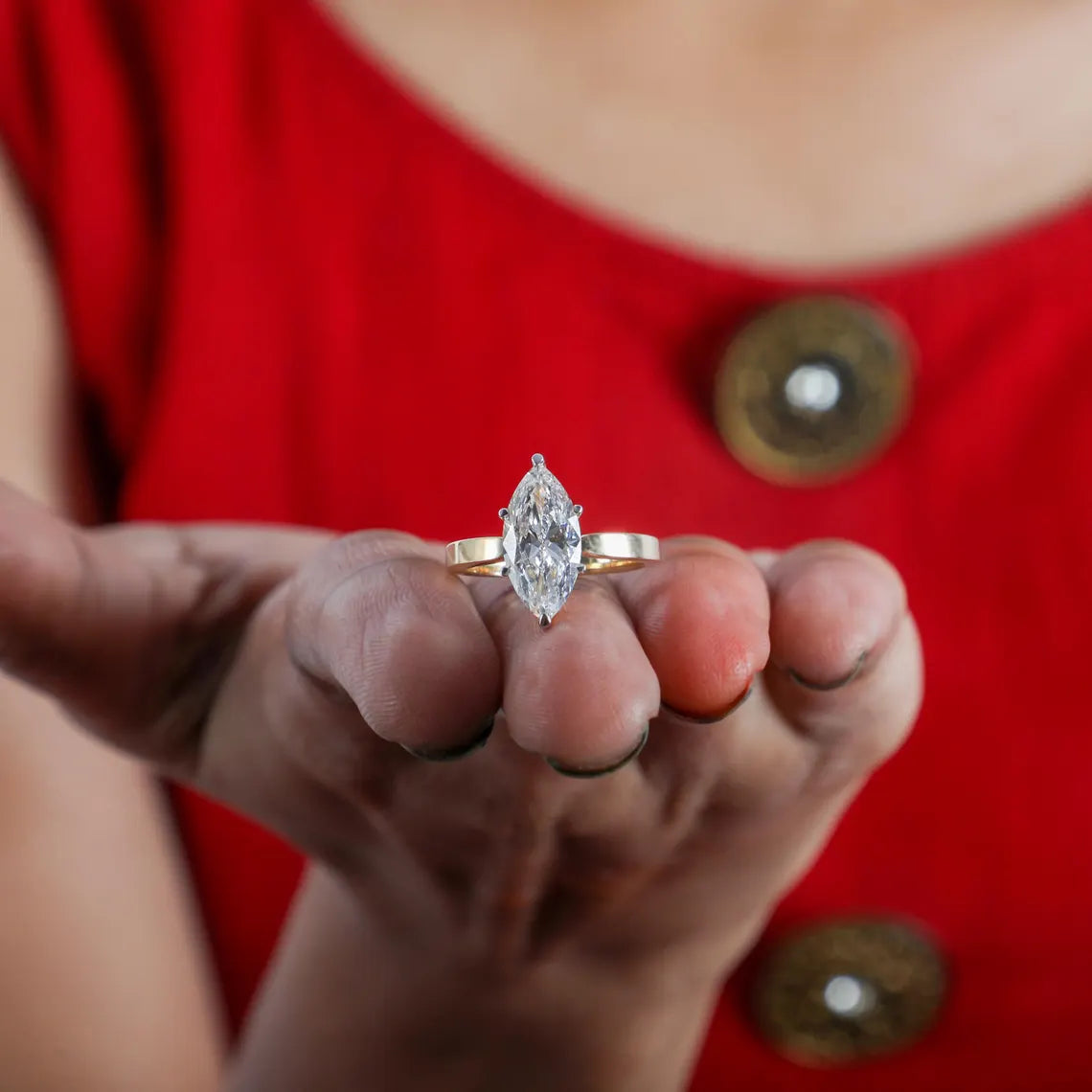 2.00 CT Marquise Cut Lab Grown Diamond Solitaire Engagement Ring