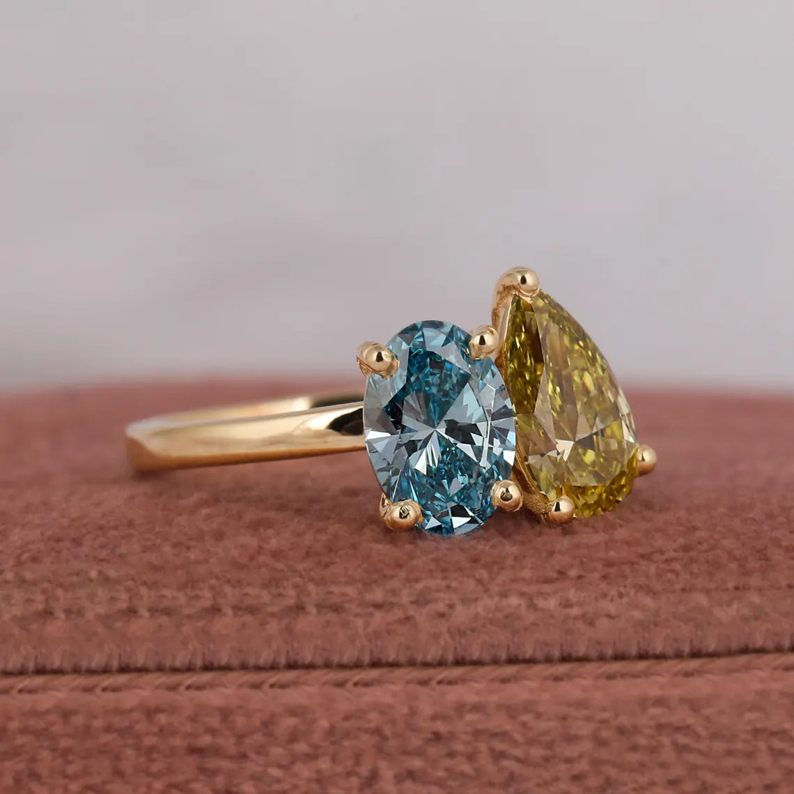 2.00 TCW Fancy Color Lab Grown Diamond Toi Et Moi Ring