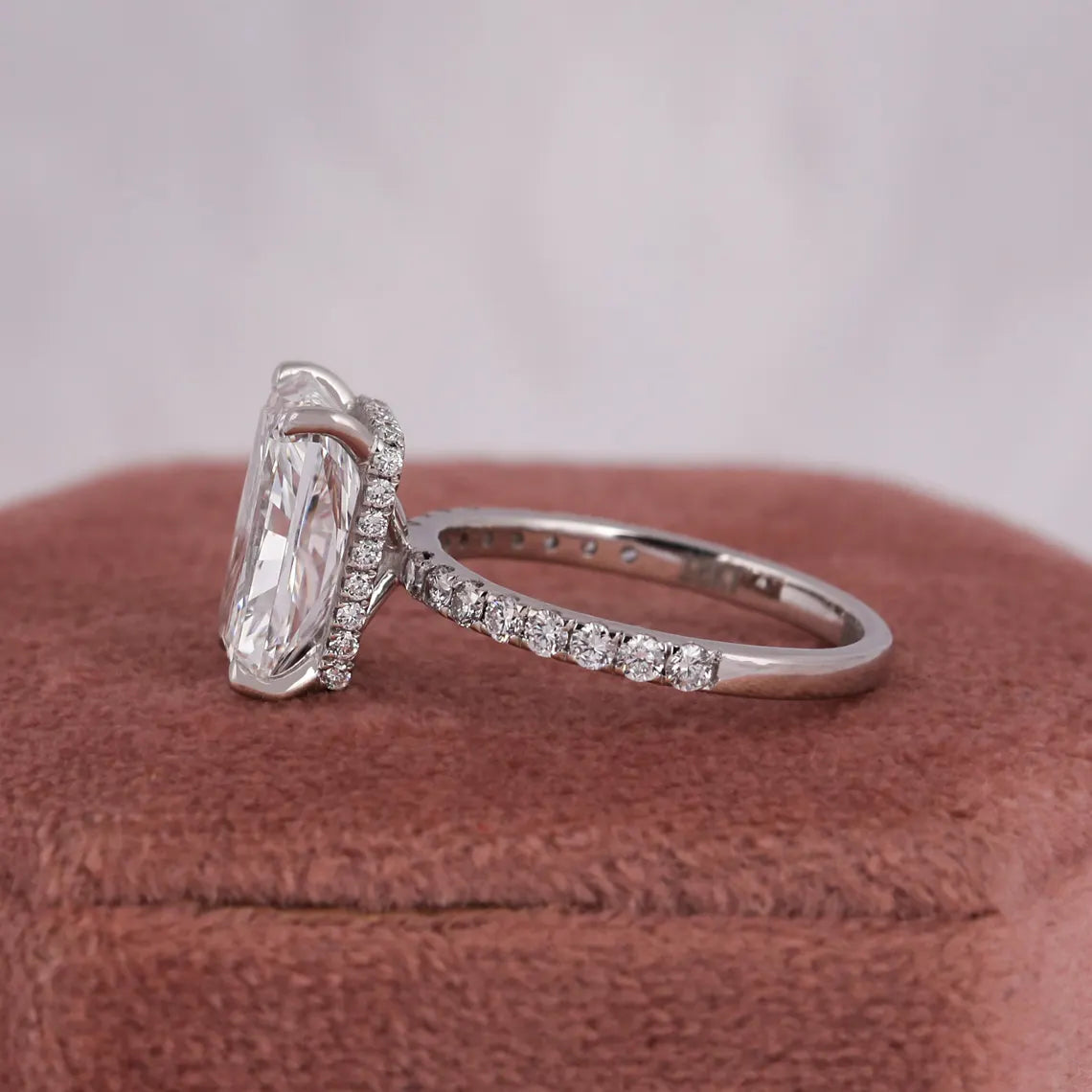 4.50 CT Radiant Lab Diamond Hidden Halo Engagement Ring