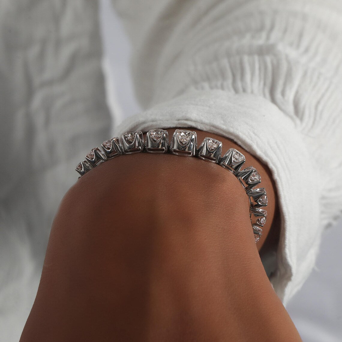 5.80 TCW Round Lab Grown Diamond Half Eternity Tennis Bracelet