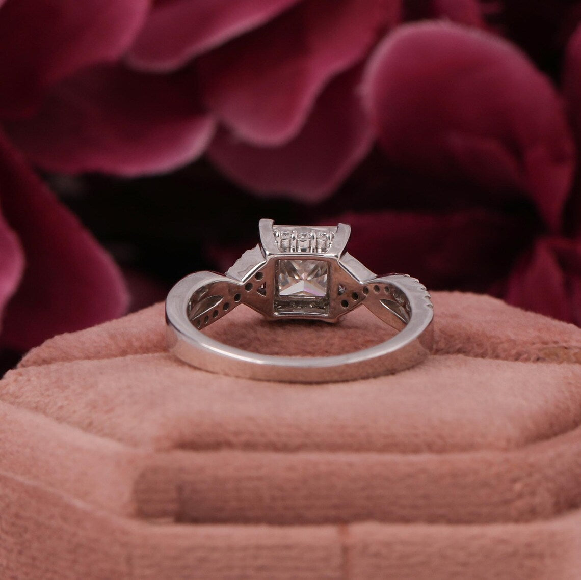 2.00 CT Princess Cut Lab Diamond Twisted Pave Engagement Ring
