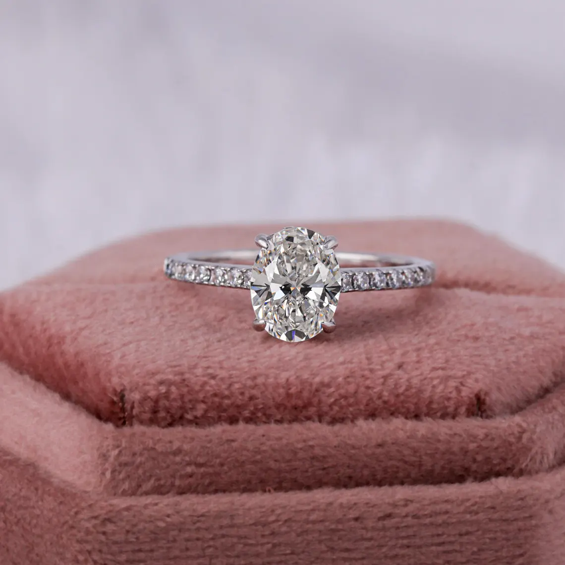 5.00 CT Oval Lab Grown Diamond Hidden Halo Engagement Ring