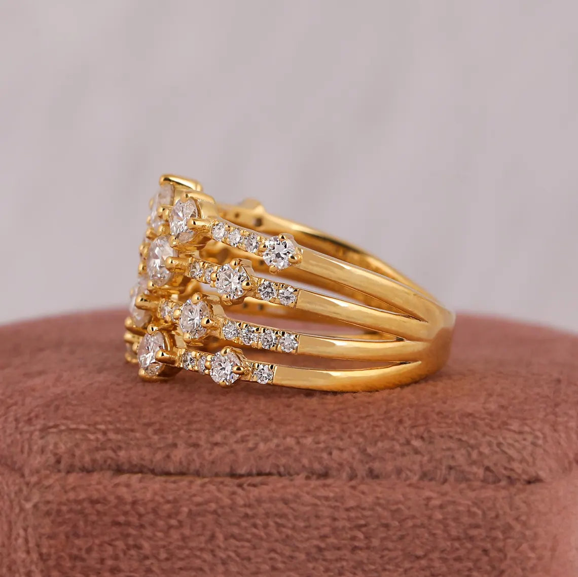 2.00 TCW Round Cut 4-Rows Lab Grown Diamond Wedding Ring