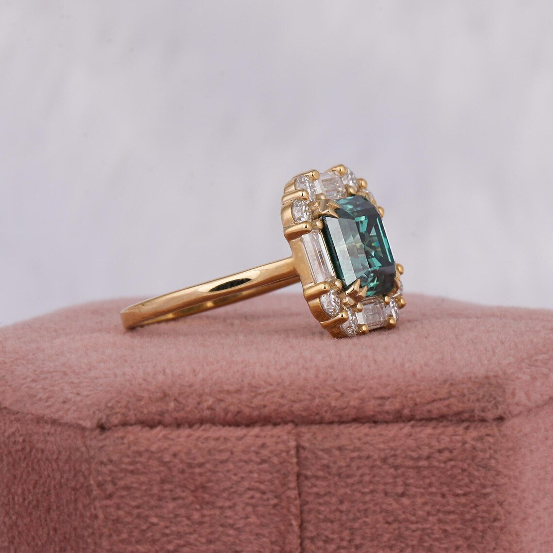 2.00 CT Asscher Cut Green Lab Grown Diamond Engagement Ring