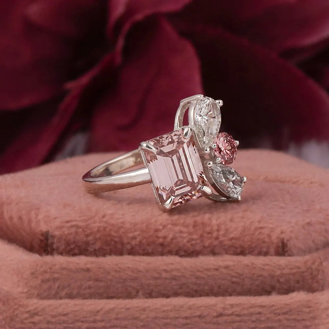 2.00 TCW Emerald Cut Lab Grown Diamond Cluster Engagement Ring