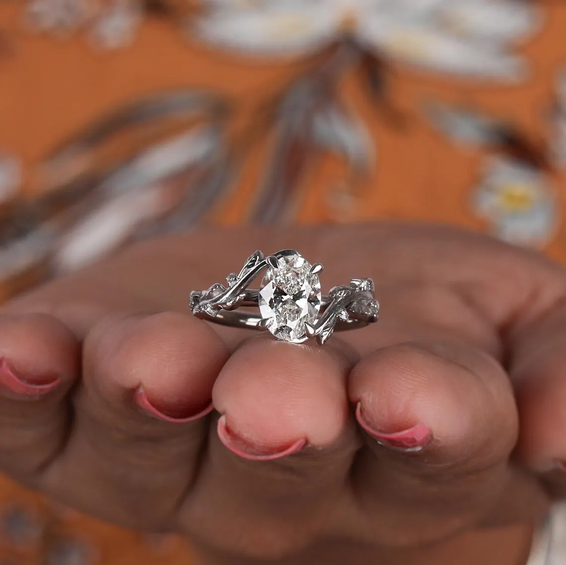 2.00 CT Vintage Oval Cut Lab Grown Diamond Engagement Ring