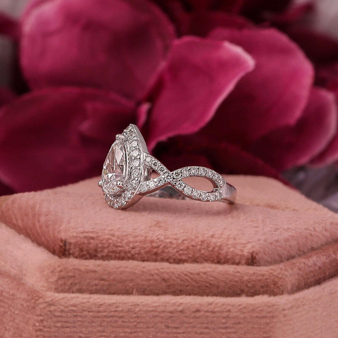 1.00 CT Pear Shape Lab Grown Diamond Engagement Ring