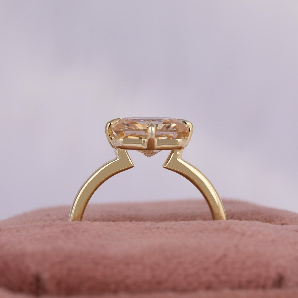 2.50 CT Yellow Radiant Diamond East West Set Solitaire Engagement Ring