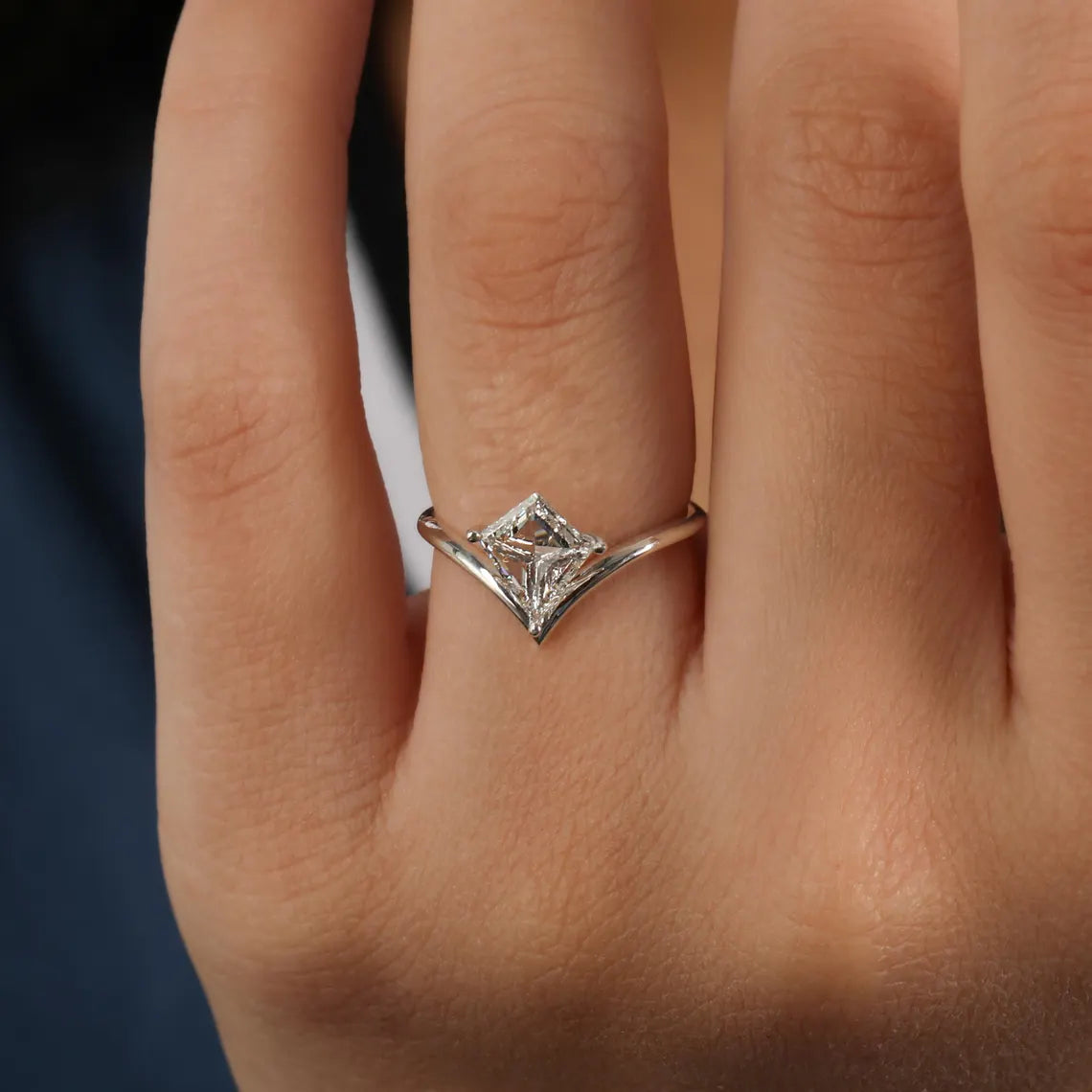 1.30 CT Kite Cut Lab Grown Diamond Solitaire Engagement Ring