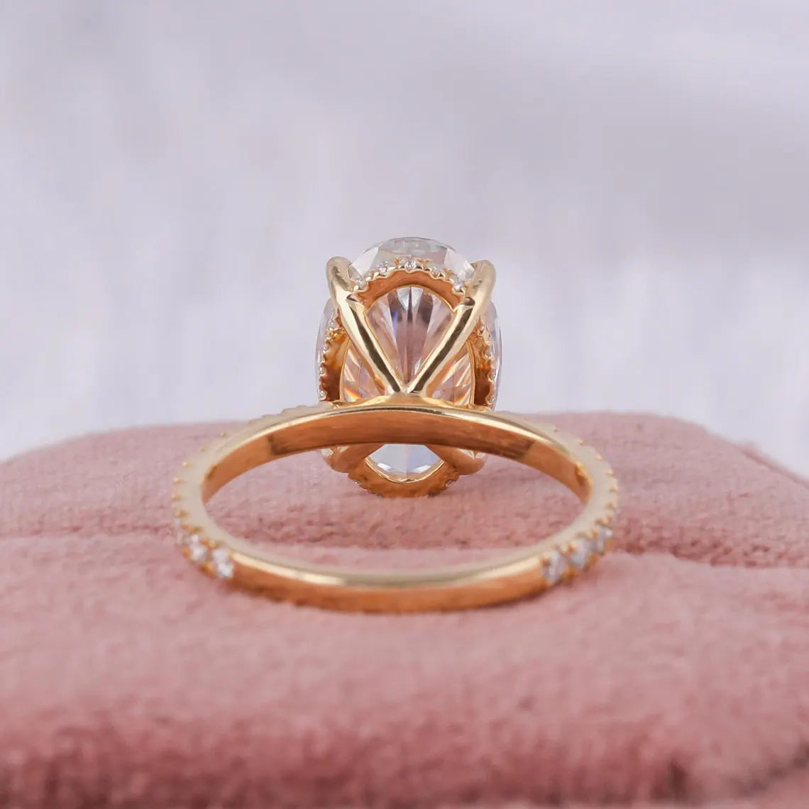 3.0 Carat Oval Lab Grown Diamond Hidden Halo Ring