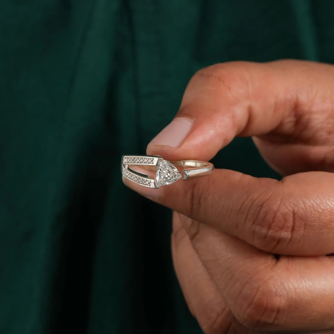 1.00 CT Trillion Cut Lab Diamond Solitaire Engagement Bride Ring