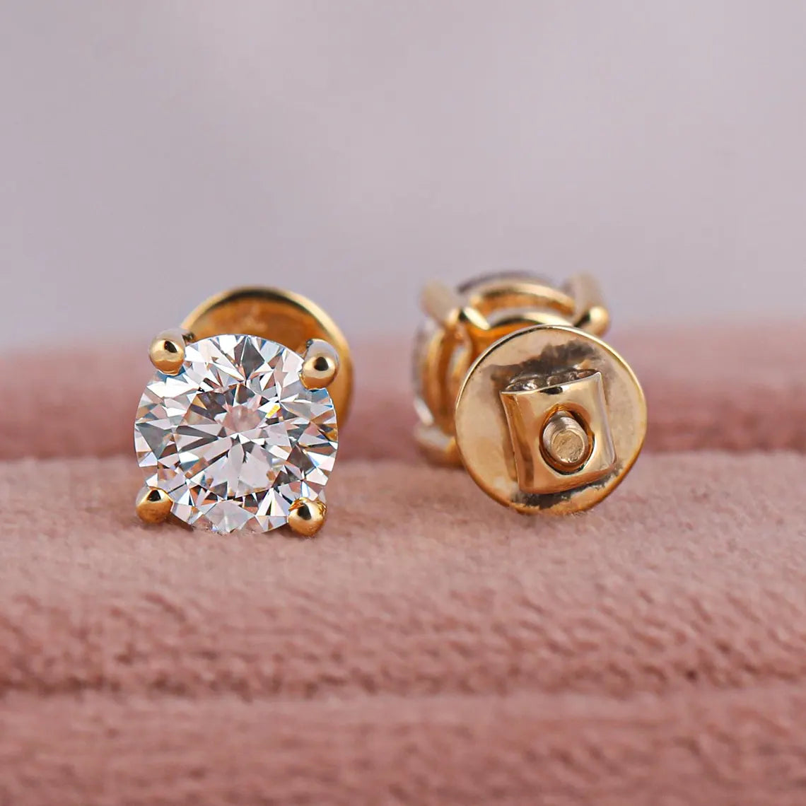 Round Cut Lab Grown Diamond Solitaire Stud Earrings